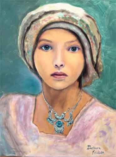 The Necklace, original oil painting portrait by Barb Keilson