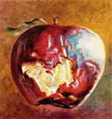 Gracie’s Apple, original still life oil painting by Barb Keilson